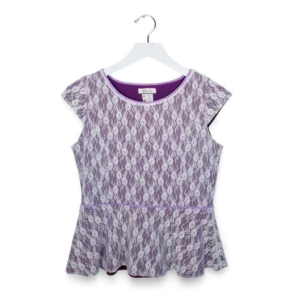 Matilda Jane Pippenger Peplum Purple Lace Top - Size Small - Picture 2 of 6